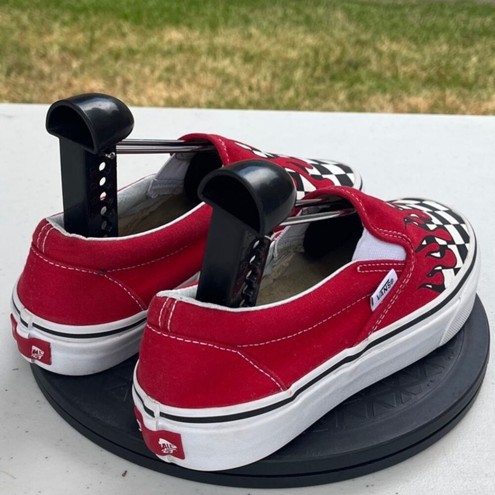 Unisex Vans Checker Flame VN0A38F7RX5 Canvas Skate Athletic Sneaker M5.5/W7 Red - Picture 4 of 6